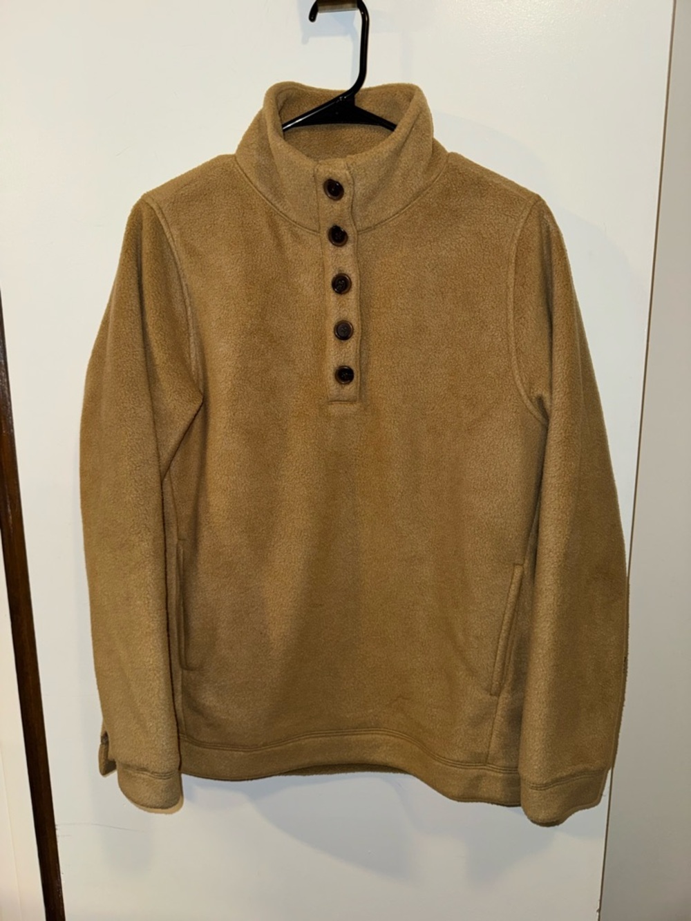 J.Crew Factory Sherpa Button-Neck Tunic Pullover - Tan Carmel - Size Small